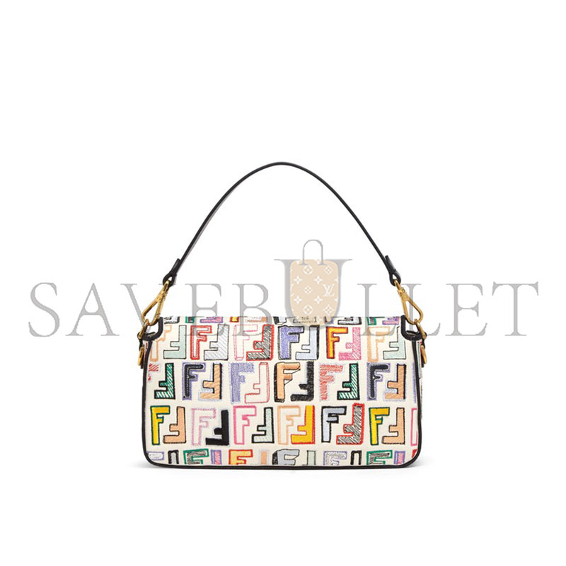 F**di baguette baguette bag in embroidered ff pattern canvas (27*15*6cm)